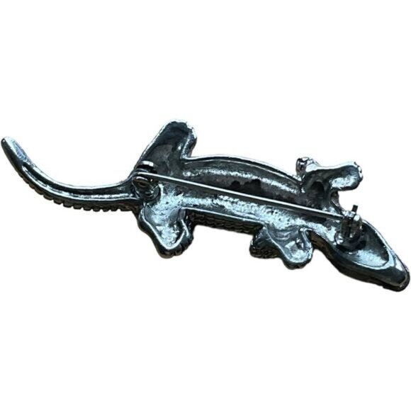 Silver Tone Crocodile Animal Brooch Pin - Picture 4 of 6